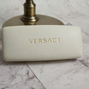 Versace Cream Leather Glasses Case